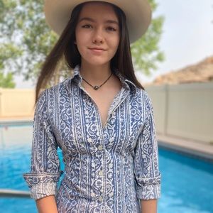 Vintage Seaton Hall Printed Chambray Shirt